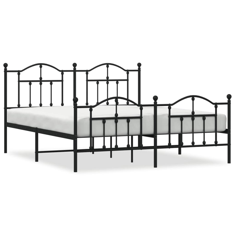 Bedframe Met Hoofd- En Voeteneinde Metaal 180 x 200 cm Zwart met hoofdbord & voetbord