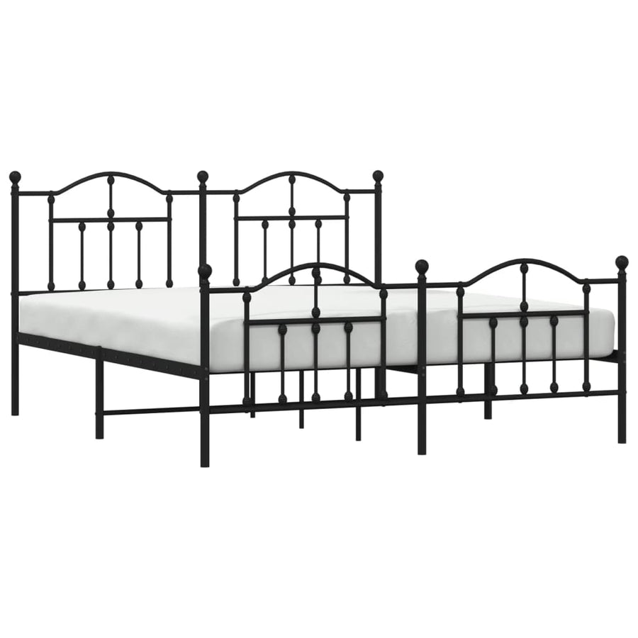 Bedframe Met Hoofd- En Voeteneinde Metaal 180 x 200 cm Zwart met hoofdbord & voetbord