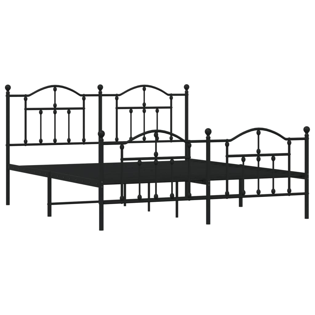 Bedframe Met Hoofd- En Voeteneinde Metaal 180 x 200 cm Zwart met hoofdbord & voetbord