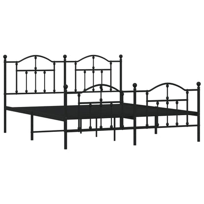 Bedframe Met Hoofd- En Voeteneinde Metaal 180 x 200 cm Zwart met hoofdbord & voetbord