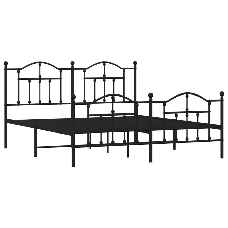 Bedframe Met Hoofd- En Voeteneinde Metaal 180 x 200 cm Zwart met hoofdbord & voetbord