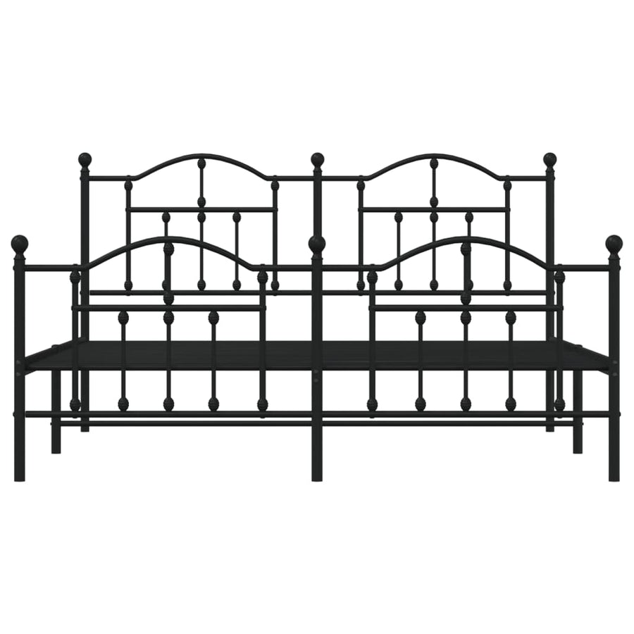 Bedframe Met Hoofd- En Voeteneinde Metaal 180 x 200 cm Zwart met hoofdbord & voetbord