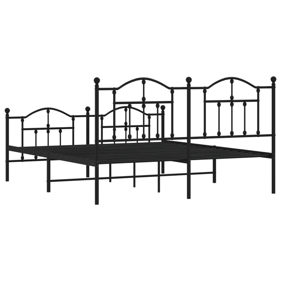 Bedframe Met Hoofd- En Voeteneinde Metaal 180 x 200 cm Zwart met hoofdbord & voetbord