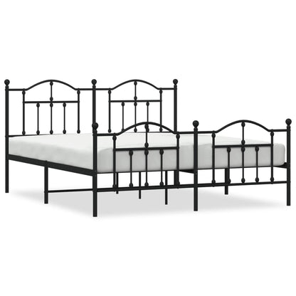 Bedframe Met Hoofd- En Voeteneinde Metaal 183 x 213 cm Zwart met hoofdbord & voetbord