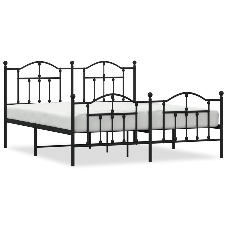 Bedframe Met Hoofd- En Voeteneinde Metaal 183 x 213 cm Zwart met hoofdbord & voetbord