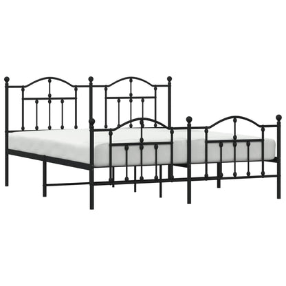 Bedframe Met Hoofd- En Voeteneinde Metaal 183 x 213 cm Zwart met hoofdbord & voetbord