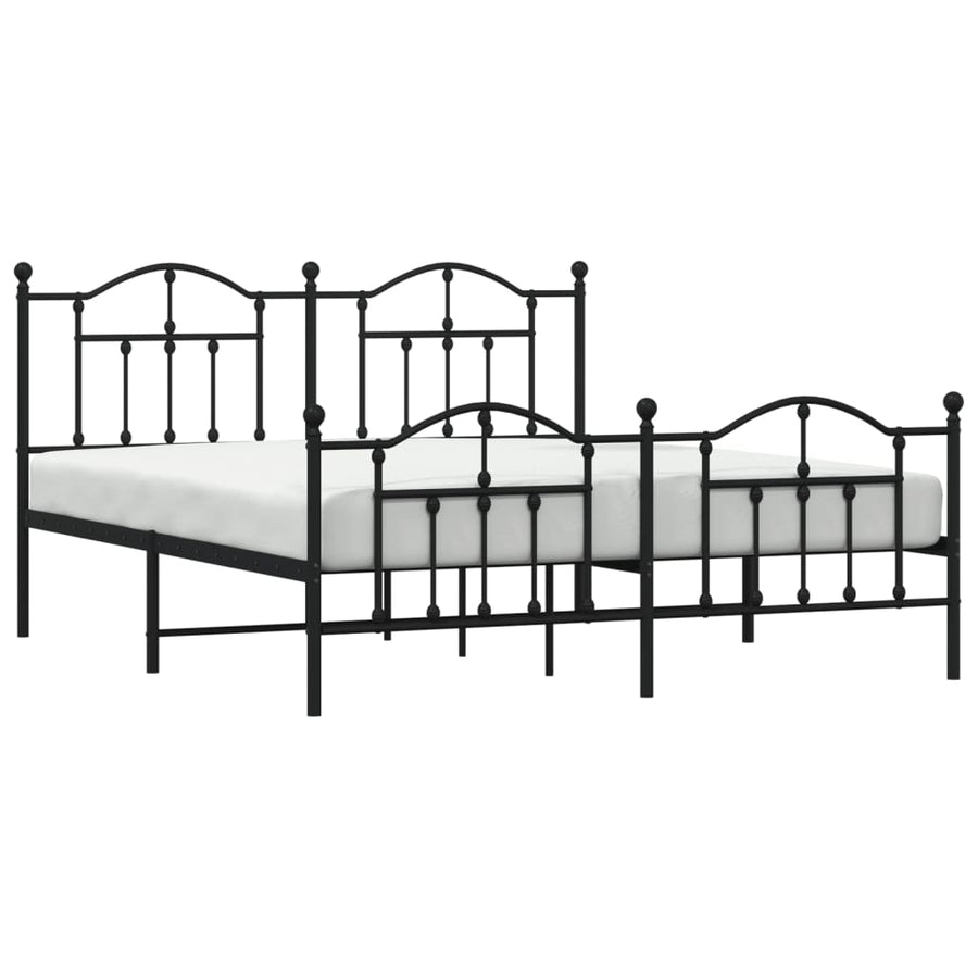 Bedframe Met Hoofd- En Voeteneinde Metaal 183 x 213 cm Zwart met hoofdbord & voetbord