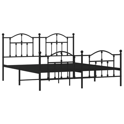 Bedframe Met Hoofd- En Voeteneinde Metaal 183 x 213 cm Zwart met hoofdbord & voetbord