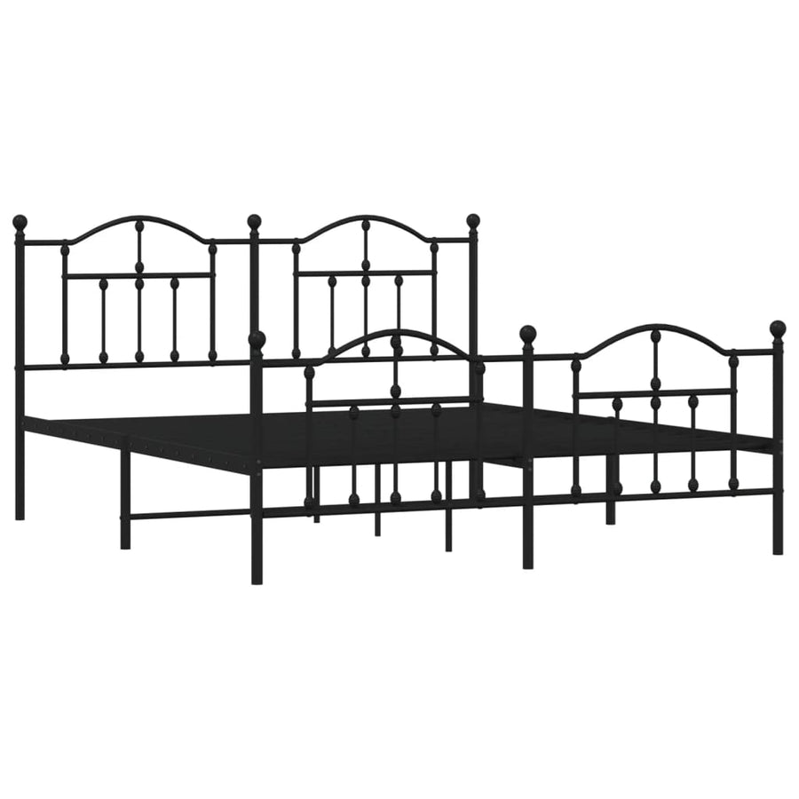 Bedframe Met Hoofd- En Voeteneinde Metaal 183 x 213 cm Zwart met hoofdbord & voetbord