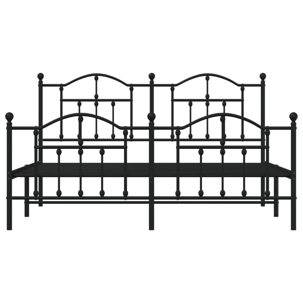 Bedframe Met Hoofd- En Voeteneinde Metaal 183 x 213 cm Zwart met hoofdbord & voetbord