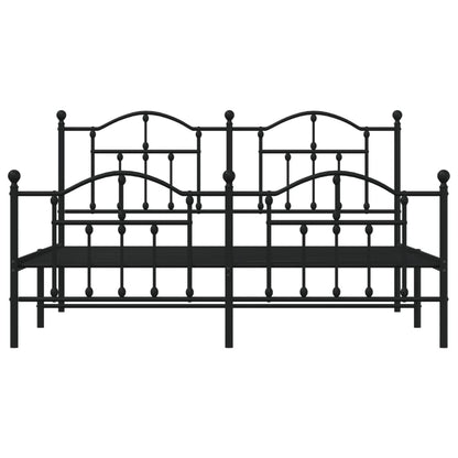 Bedframe Met Hoofd- En Voeteneinde Metaal 183 x 213 cm Zwart met hoofdbord & voetbord