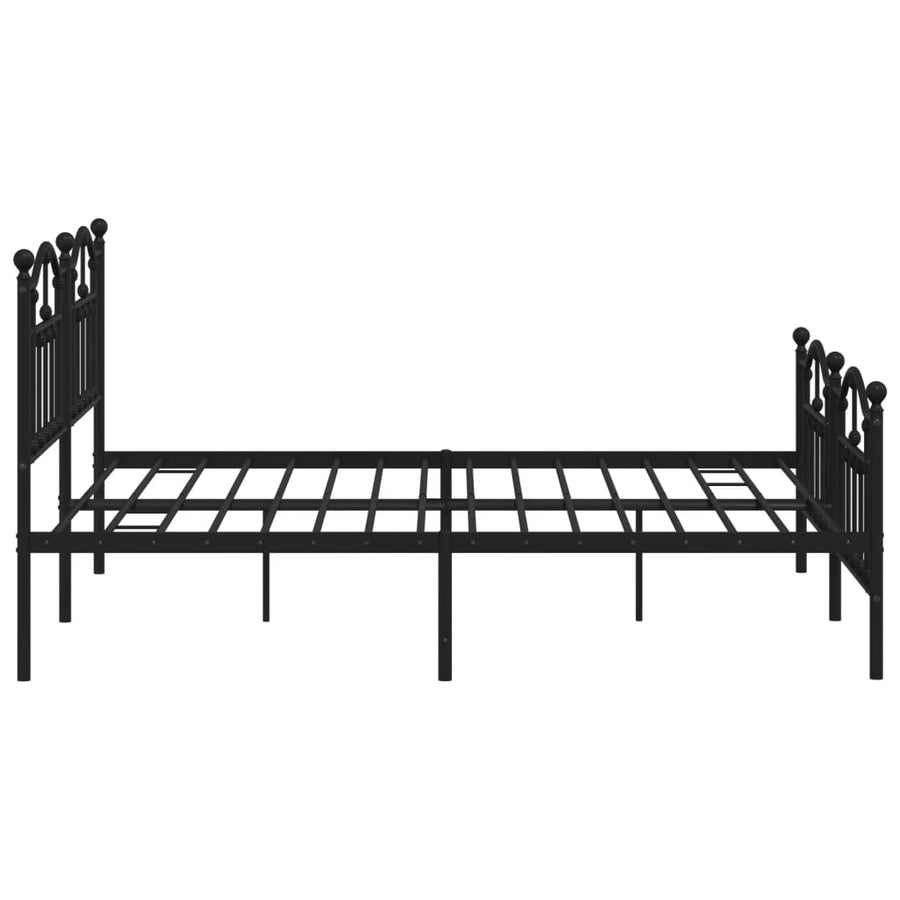 Bedframe Met Hoofd- En Voeteneinde Metaal 183 x 213 cm Zwart met hoofdbord & voetbord