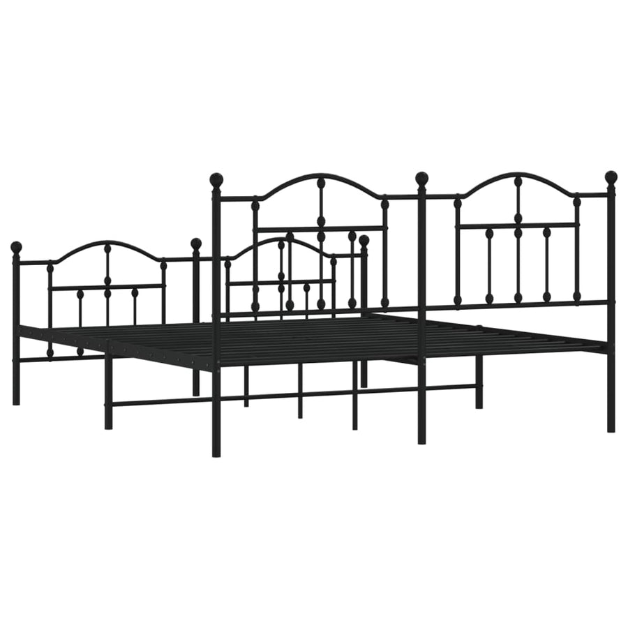 Bedframe Met Hoofd- En Voeteneinde Metaal 183 x 213 cm Zwart met hoofdbord & voetbord
