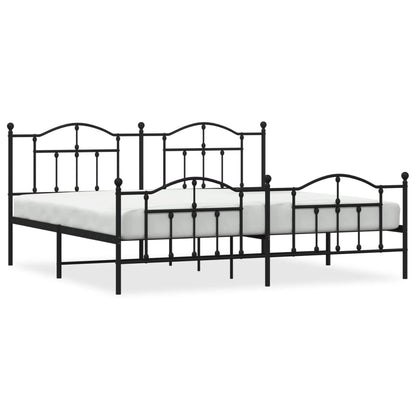 Bedframe Met Hoofd- En Voeteneinde Metaal 193 x 203 cm Zwart met hoofdbord & voetbord