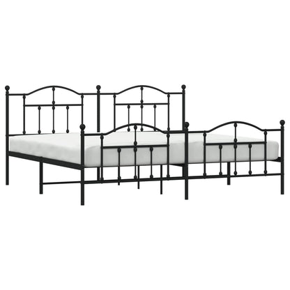 Bedframe Met Hoofd- En Voeteneinde Metaal 193 x 203 cm Zwart met hoofdbord & voetbord