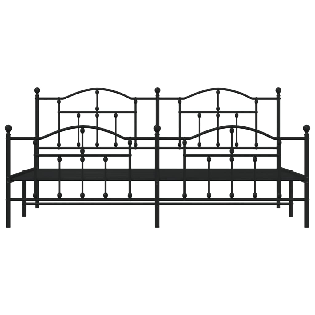 Bedframe Met Hoofd- En Voeteneinde Metaal 193 x 203 cm Zwart met hoofdbord & voetbord