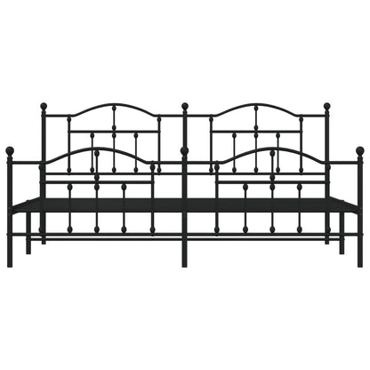 Bedframe Met Hoofd- En Voeteneinde Metaal 193 x 203 cm Zwart met hoofdbord & voetbord