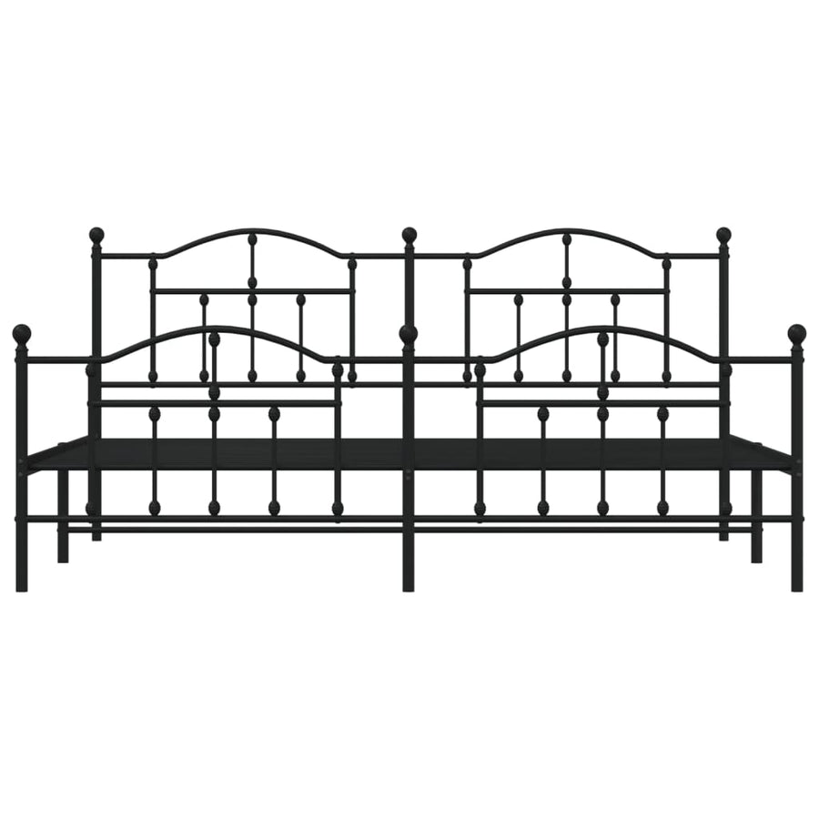 Bedframe Met Hoofd- En Voeteneinde Metaal 193 x 203 cm Zwart met hoofdbord & voetbord
