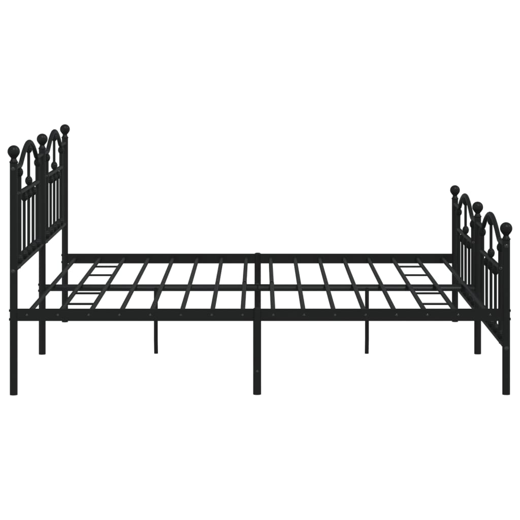 Bedframe Met Hoofd- En Voeteneinde Metaal 193 x 203 cm Zwart met hoofdbord & voetbord