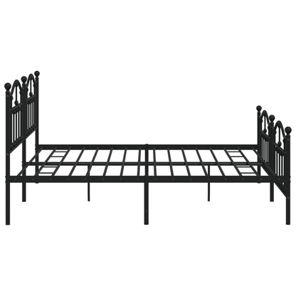 Bedframe Met Hoofd- En Voeteneinde Metaal 193 x 203 cm Zwart met hoofdbord & voetbord