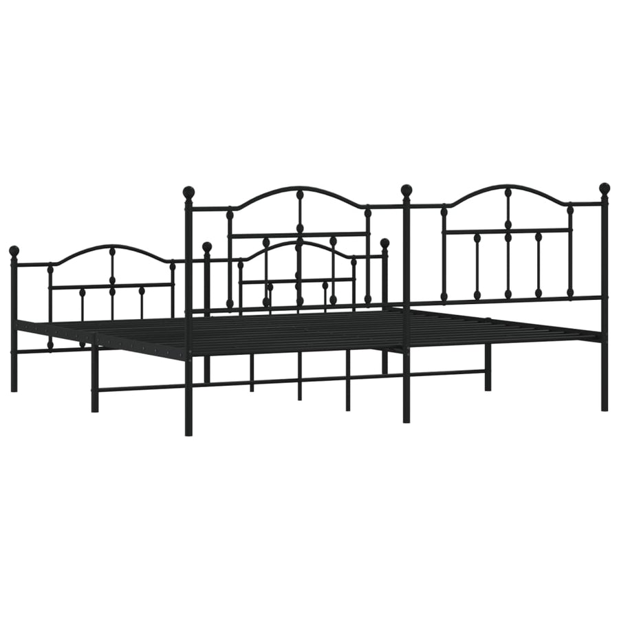 Bedframe Met Hoofd- En Voeteneinde Metaal 193 x 203 cm Zwart met hoofdbord & voetbord
