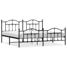 Bedframe Met Hoofd- En Voeteneinde Metaal 200 x 200 cm Zwart met hoofdbord & voetbord