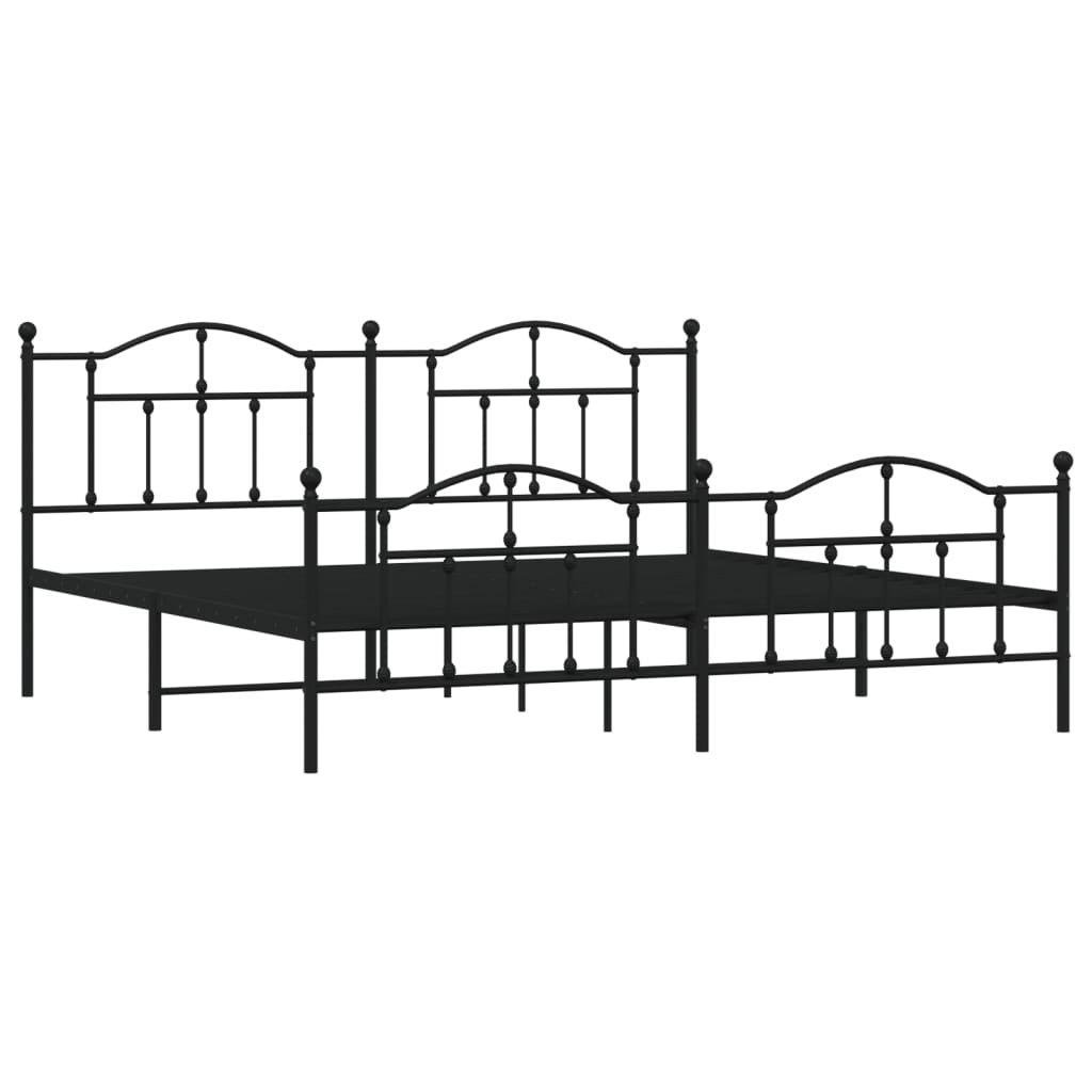 Bedframe Met Hoofd- En Voeteneinde Metaal 200 x 200 cm Zwart met hoofdbord & voetbord