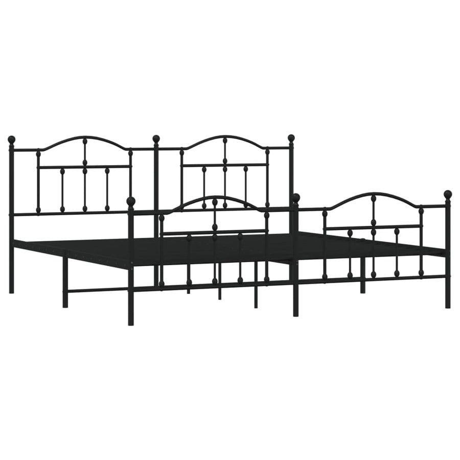 Bedframe Met Hoofd- En Voeteneinde Metaal 200 x 200 cm Zwart met hoofdbord & voetbord