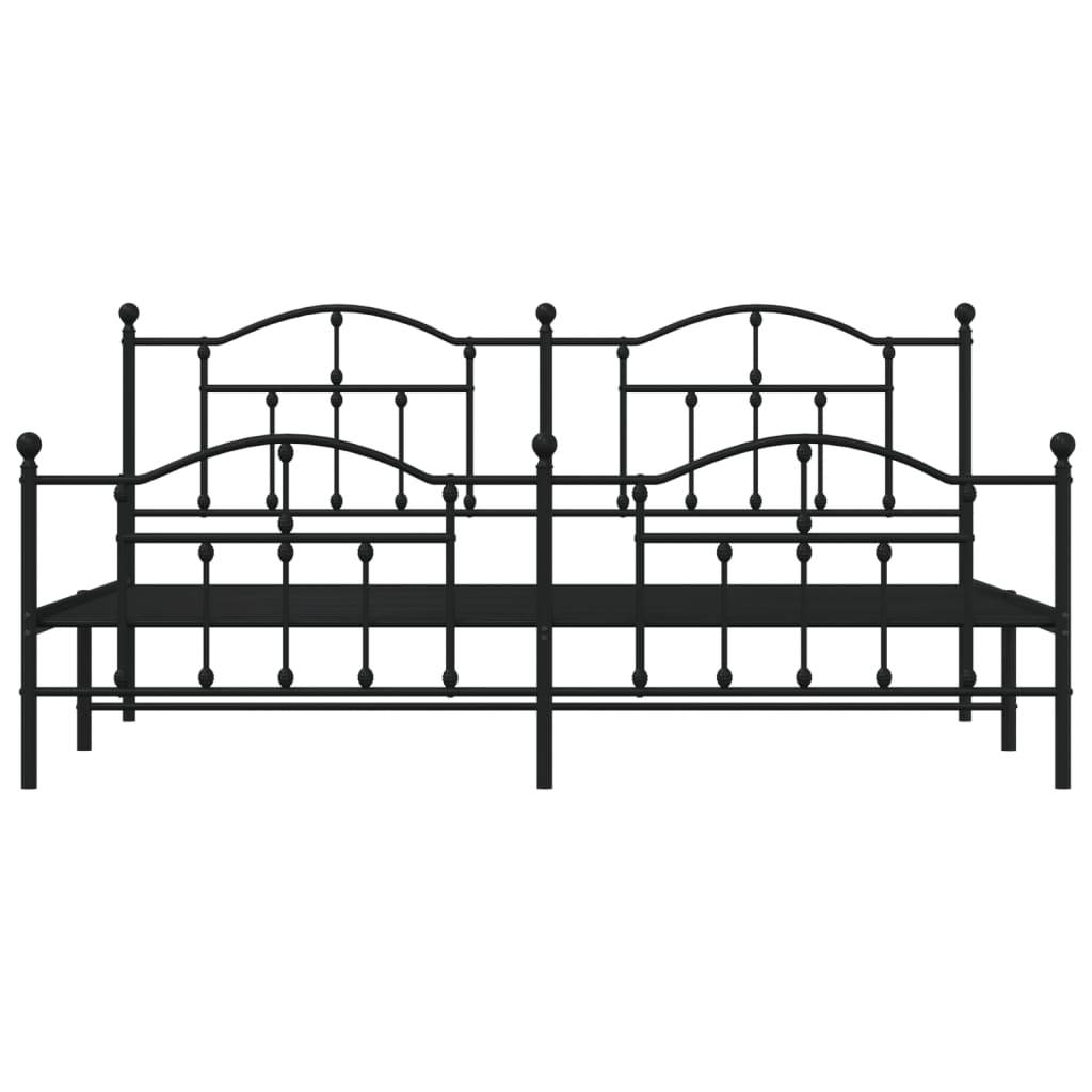 Bedframe Met Hoofd- En Voeteneinde Metaal 200 x 200 cm Zwart met hoofdbord & voetbord