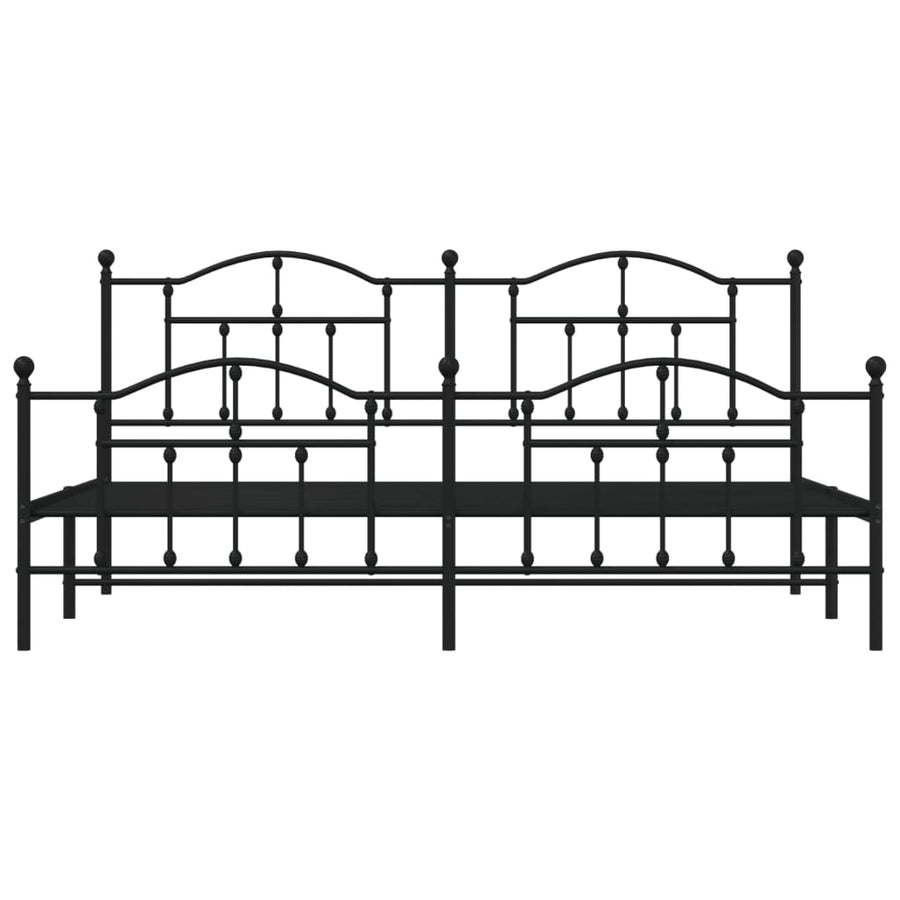 Bedframe Met Hoofd- En Voeteneinde Metaal 200 x 200 cm Zwart met hoofdbord & voetbord