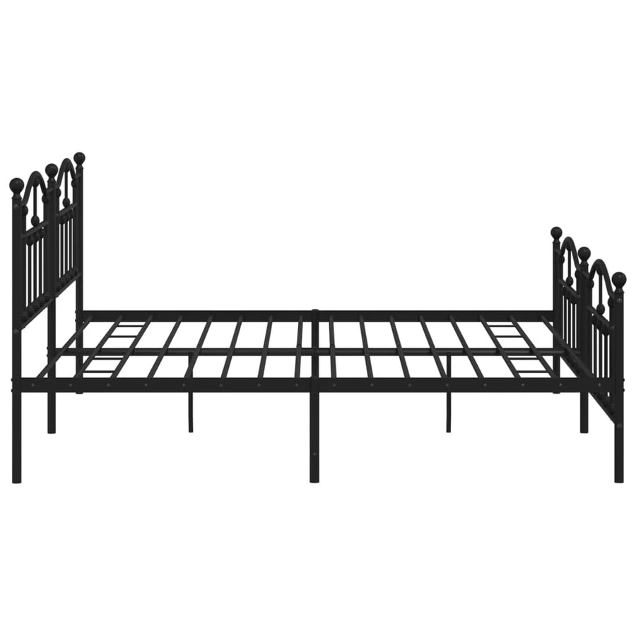 Bedframe Met Hoofd- En Voeteneinde Metaal 200 x 200 cm Zwart met hoofdbord & voetbord