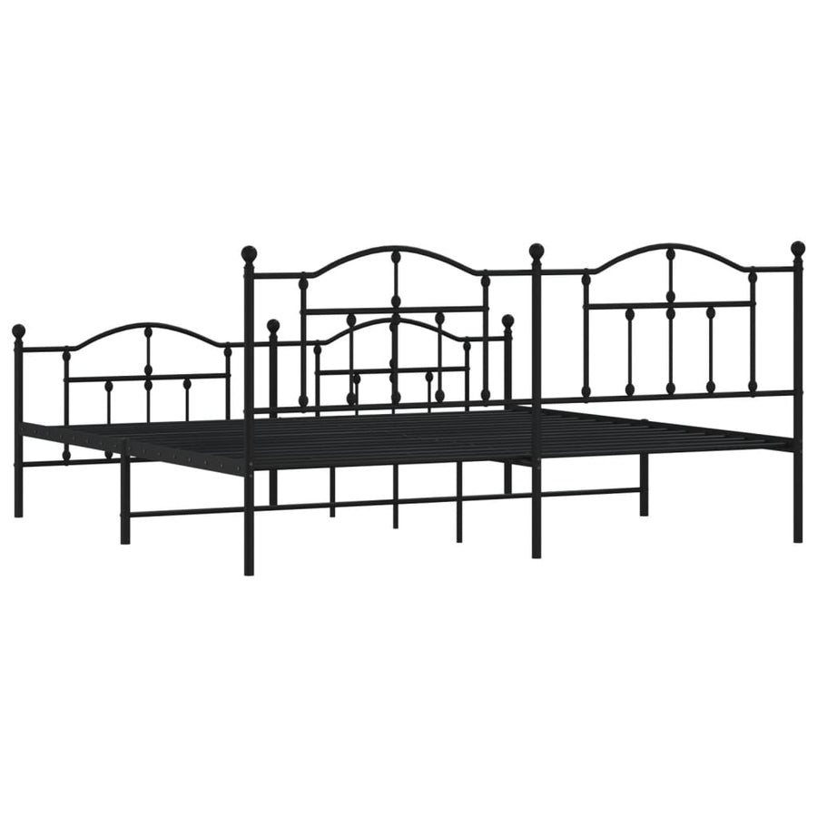 Bedframe Met Hoofd- En Voeteneinde Metaal 200 x 200 cm Zwart met hoofdbord & voetbord