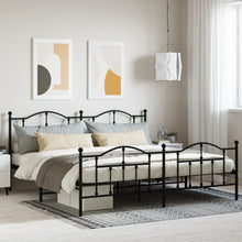 Bedframe Met Hoofd- En Voeteneinde Metaal 200 x 200 cm Zwart met hoofdbord & voetbord