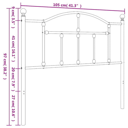 Vervangend hoofdbord 100 cm metaal zwart