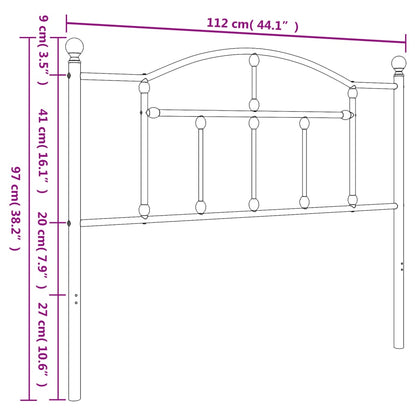 Hoofdbord Metaal 107 cm Zwart