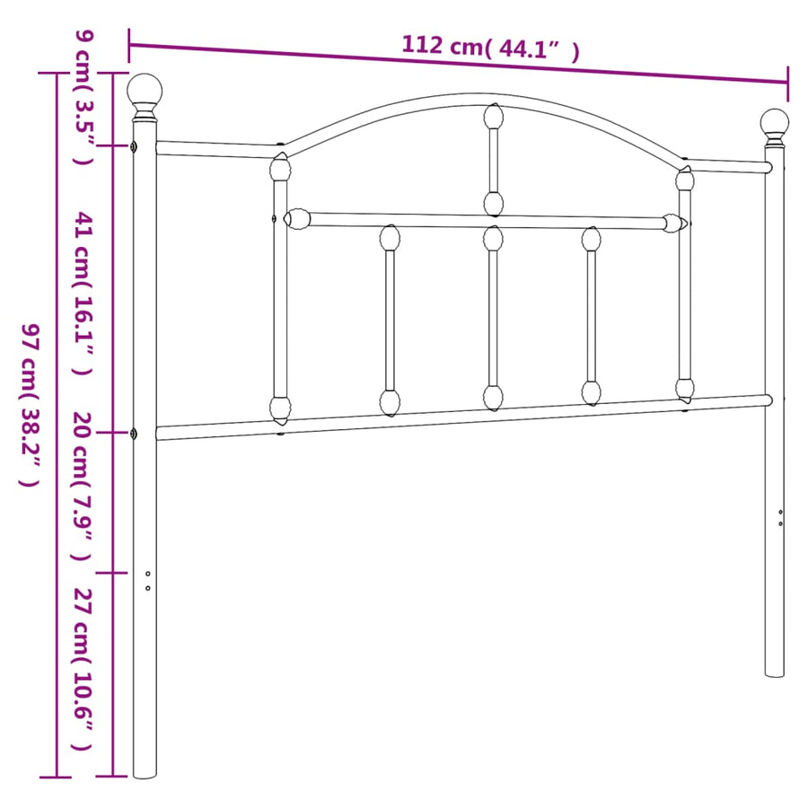Hoofdbord Metaal 107 cm Zwart