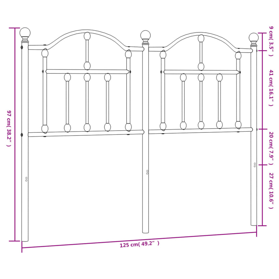 Hoofdbord 120 Cm Metaal Zwart