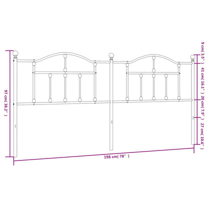 Hoofdbord 193 Cm Metaal Zwart