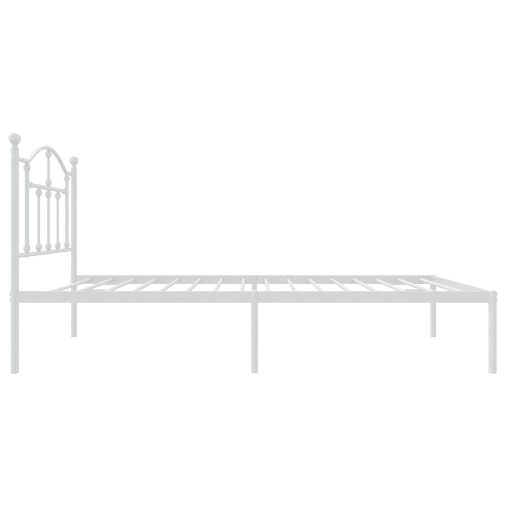 Bedframe Metaal 75 X 190 Cm Wit met hoofdbord