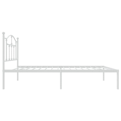 Bedframe Metaal 75 X 190 Cm Wit met hoofdbord