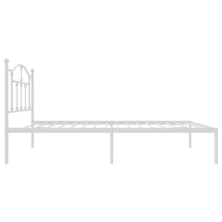 Bedframe Metaal 75 X 190 Cm Wit met hoofdbord