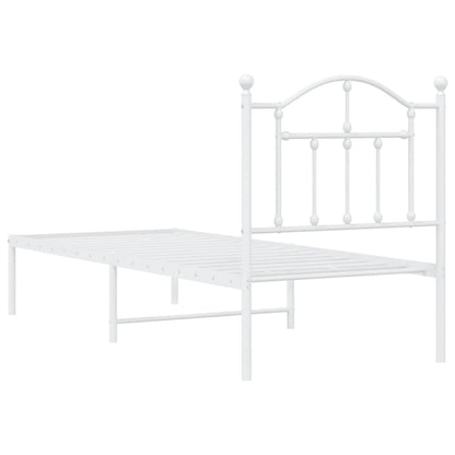 Bedframe Metaal 75 X 190 Cm Wit met hoofdbord