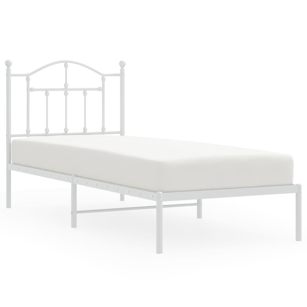 Bedframe Metaal 80 x 200 cm Wit met hoofdbord