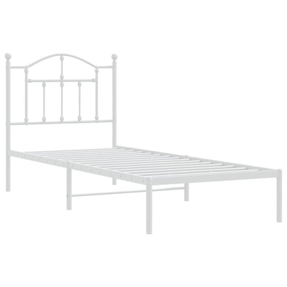 Bedframe Metaal 80 x 200 cm Wit met hoofdbord