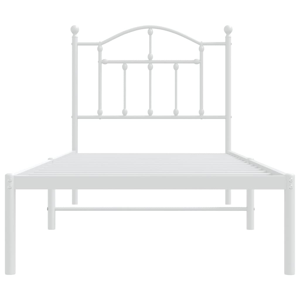 Bedframe Metaal 80 x 200 cm Wit met hoofdbord