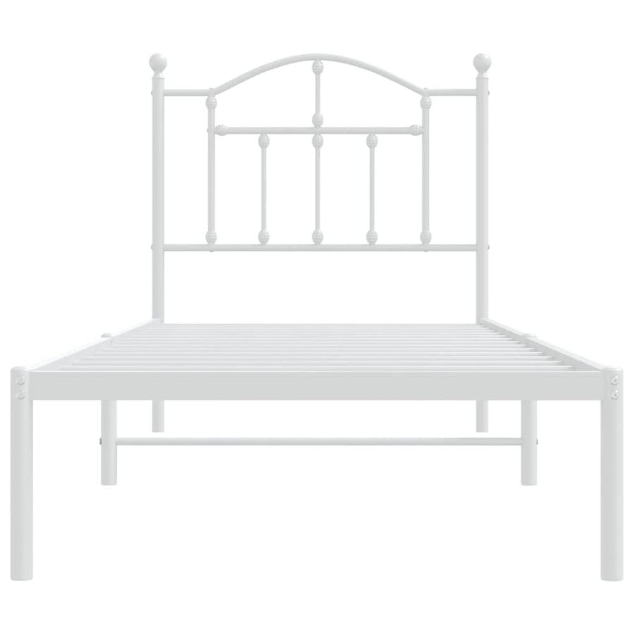 Bedframe Metaal 80 x 200 cm Wit met hoofdbord