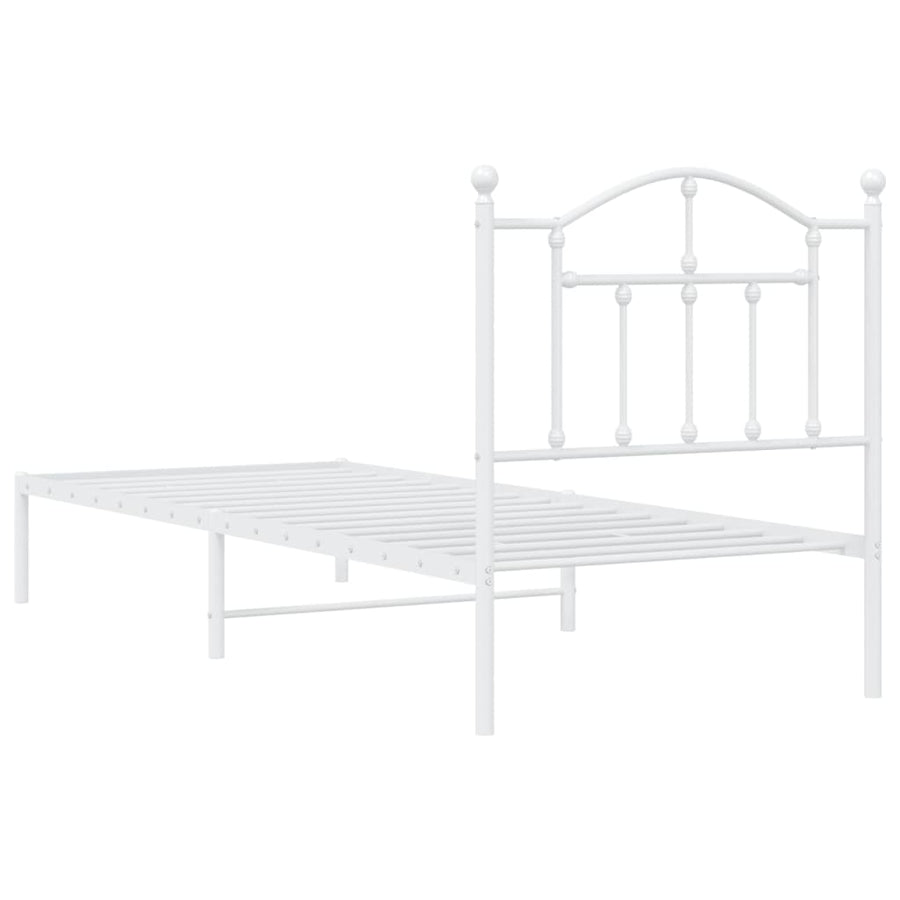 Bedframe Metaal 80 x 200 cm Wit met hoofdbord