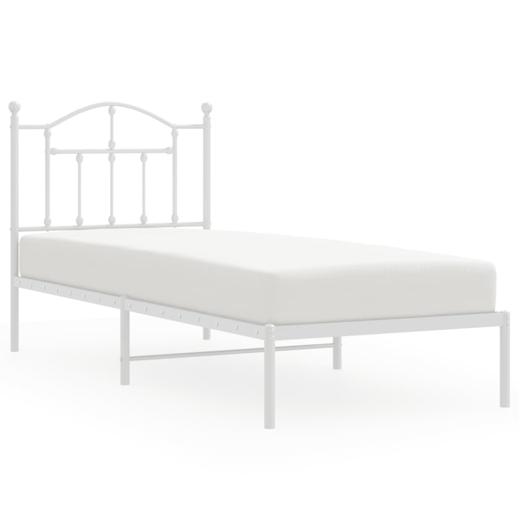 Bedframe Metaal 90 x 190 cm Wit met hoofdbord