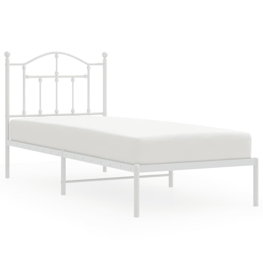 Bedframe Metaal 90 x 190 cm Wit met hoofdbord