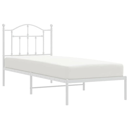 Bedframe Metaal 90 x 190 cm Wit met hoofdbord
